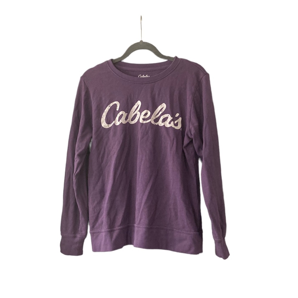 Cabela’s long sleeve shirt women’s purple with white lettering size small